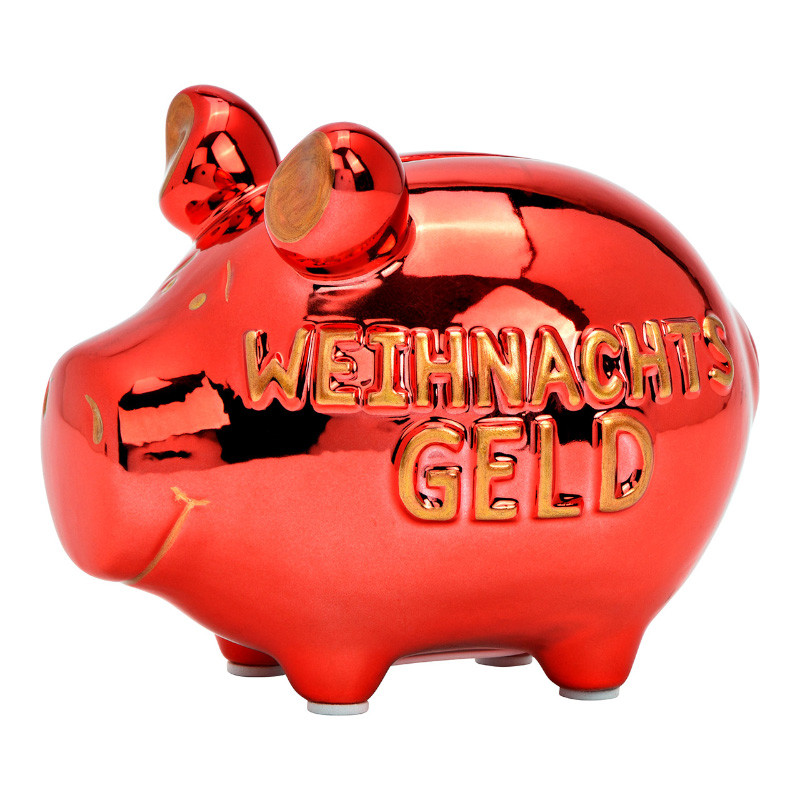 Sparschwein Company Weihnachtsgeld Sparschwein Keramik Rot Gold 12 x 9 x 9 cm